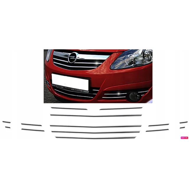 OPEL CORSA D - CHROME STRIPES ON THE GRILL DUMP