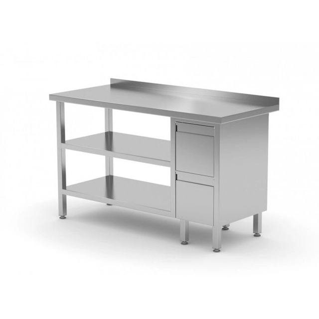 Wall table, cabinet with two drawers and two shelves - drawers on the right side 1800 x 700 x 850 mm POLGAST 125187-P/2 125187-P/2