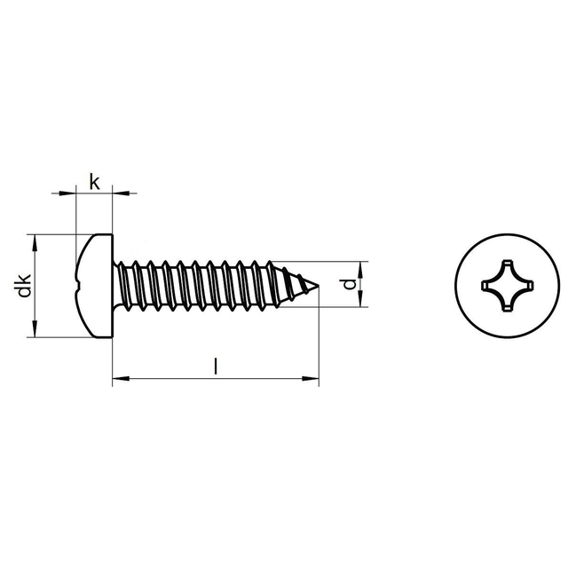 sheet metal screw 6.3x100 ZINC round head cross recessed groove (Philips) DIN 7981 C-H