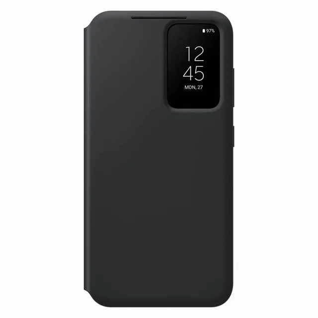 Fedéltartó tok fedéllel és ablakkal, pénztárca Samsung Galaxy S23 kártyához, fekete