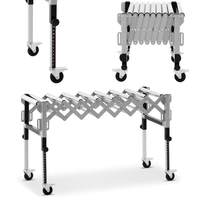 Feeder, foldable transport roller table 9 rolls up to 130 kg 145 x 59 x 96 cm