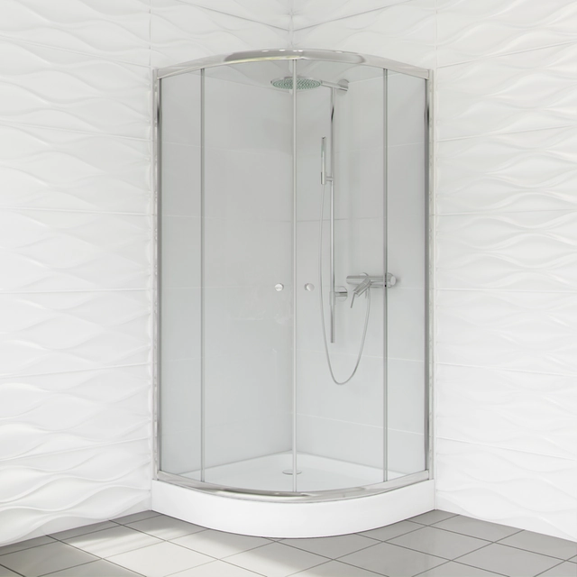 Félkör alakú zuhanykabin Duso 90x90x184 - átlátszó üveg + zuhanytálca
