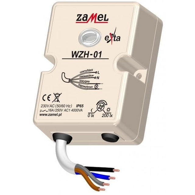Felületre szerelhető alkonykapcsoló szondával 230V AC IP65 TÍPUS:WZH-01