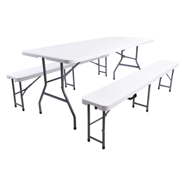 FETA catering set white table 180 cm + bench 2