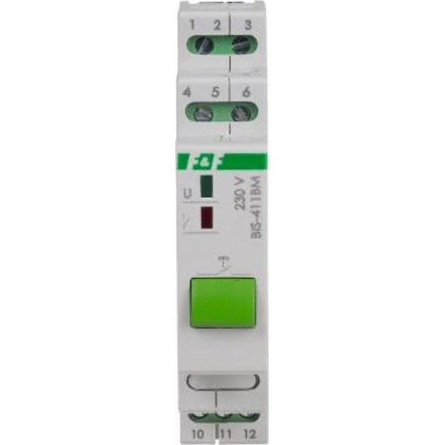 F&F Bistable relay with a button for manual control and memory, mounting on a DIN rail 230V BIS-411BM