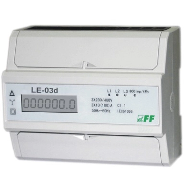 F&F Contor de energie electrică MID 3-fazowy 100A 230/400V cu afișaj LCD LE-03D