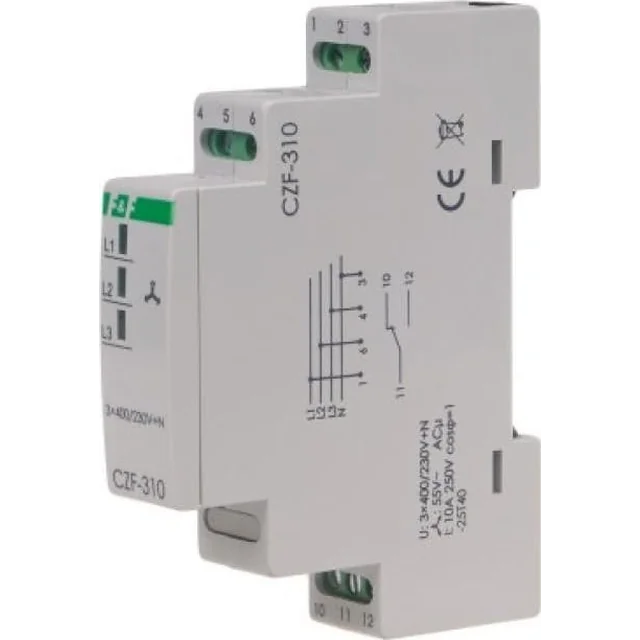 F&F Microprocessor phase loss and asymmetry sensor, DIN rail mounting True RMS CZF-310-TRMS