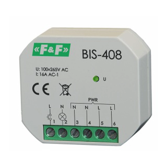 F&F Przekaźnik bistabilny 1NO 16A 100-265V AC IP20 - BIS-408