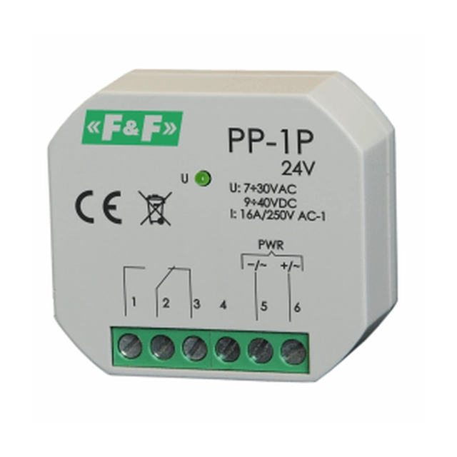 F&F Przekaźnik elektromagnetische velden 1P 16A P/T - PP-1P 24V