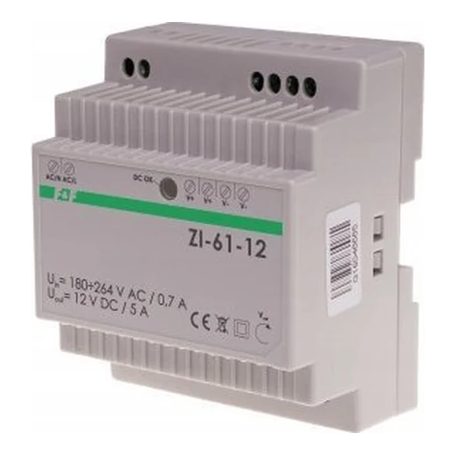 F&F Zasilacz impulsowy 60W, Uwe 185-265V AC, Uwy 12V DC - ZI-61-12V