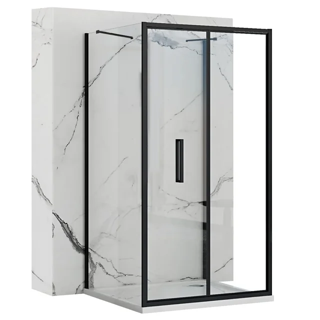 Rapid Fold Black wall-mounted shower cabin