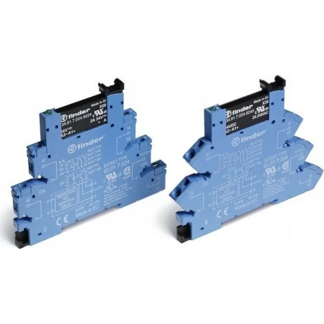 Finder 6,2mm, relaiskoppelmodule voor lange lijnen, SSR-uitgang 2A/24V DC-voeding 230-240V AC 38.91.3.240.9024