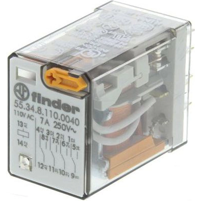 Finder Industrial relay 4P 7A 110V AC mechanical test button (55.34.8.110.0040)