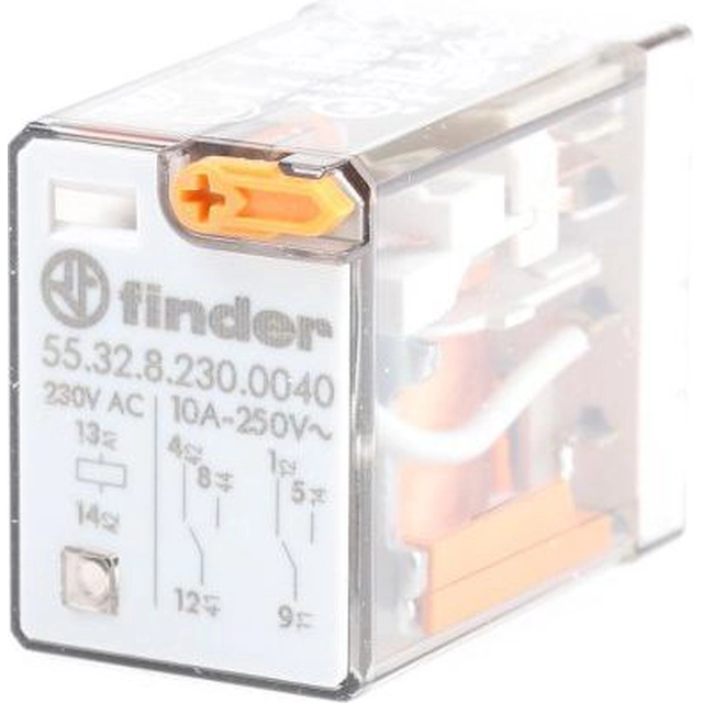 Finder Releu miniatural 2P 10A 230V Buton de test mecanic CA (55.32.8.230.0040)