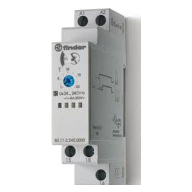 Finder Single-function AI time relay 1P 16A 0.1s - 20h 24-240VAC/DC (80.11.0.240.0000)