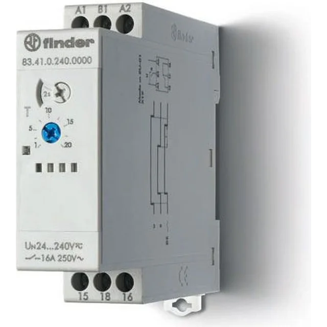 Finder Timer 1P 16A 24 - 240V AC / DC 0,05s - 10dni enkeltfunktion BE (83.41.0.240.0000)