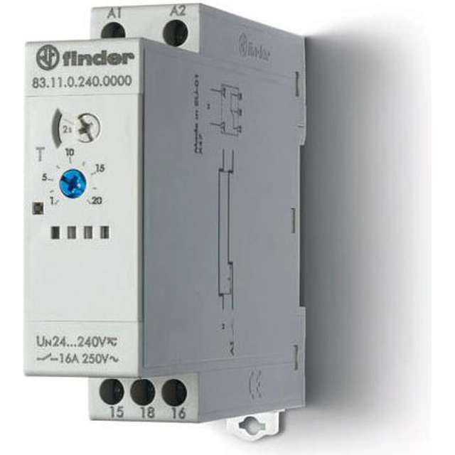 Finder-timer 1P 16A 24 - 240V AC / DC 0,05s - 10dni enkeltfunktions AI (83.11.0.240.0000)