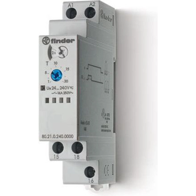 Finder Timer 1P 16A 24 - 240V AC / DC 0,1s - 24h 250V enkelfunktions DI (80.21.0.240.0000)