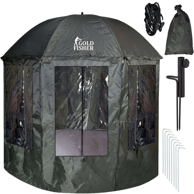 Fishing umbrella tent with cover YUKON dark green