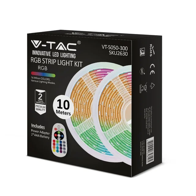 Fita LED - Kits - UE - Plug - IP20 - RGB - 2x5m Rolo