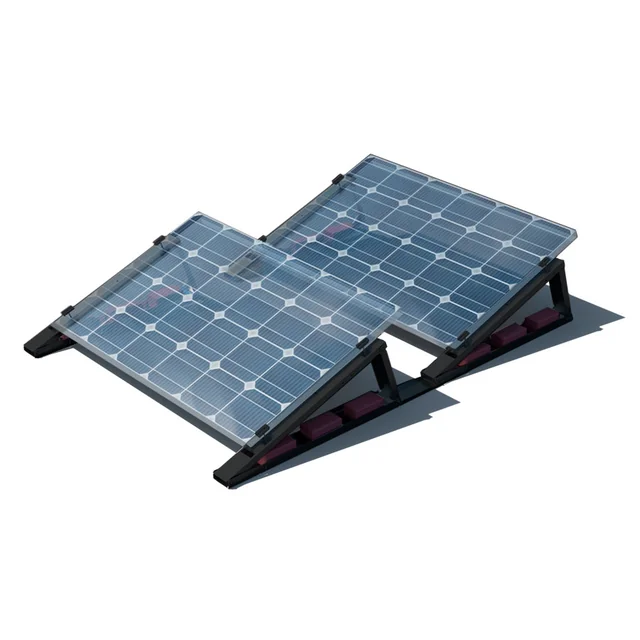 Flachdach-Aufständerung – “Flat-Flex”-Set Black Line – für 2 x PV-Module (hintereinander)