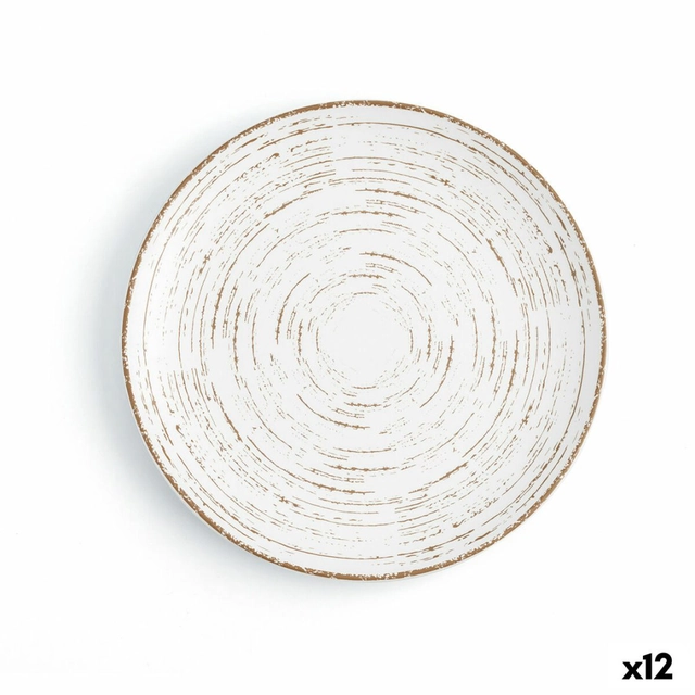 Flat Plate Ariane Tornado White Two-Sided Ceramic Ø 21 cm (12 Pieces)