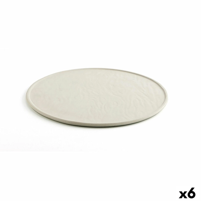 Flat plate Quid Mineral Gres Ceramics Beige Ø 33 cm (6 Pieces)