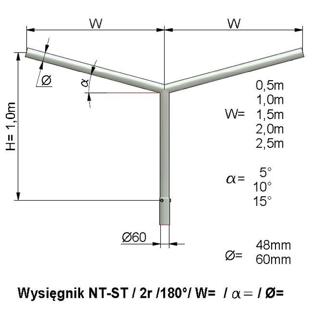 Flèche NT ST 2 châssis. 1,5 m, 15st, fi 60