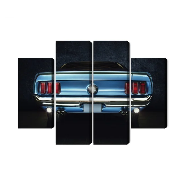 Flerdelad bild av baksidan av en gammal Ford Mustang