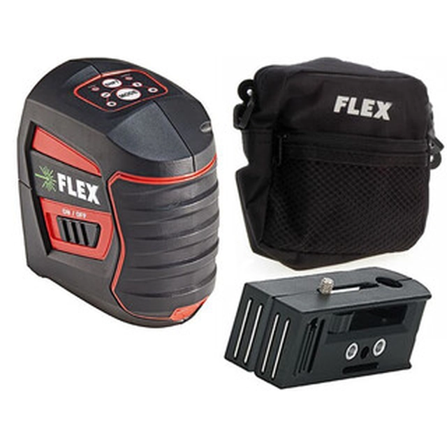 Flex ALC 2/1-G/R Láser de línea verde Haz efectivo con trampa de señal: 0 - 70 m | Adaptador de red/cable USB | En una caja de cartón