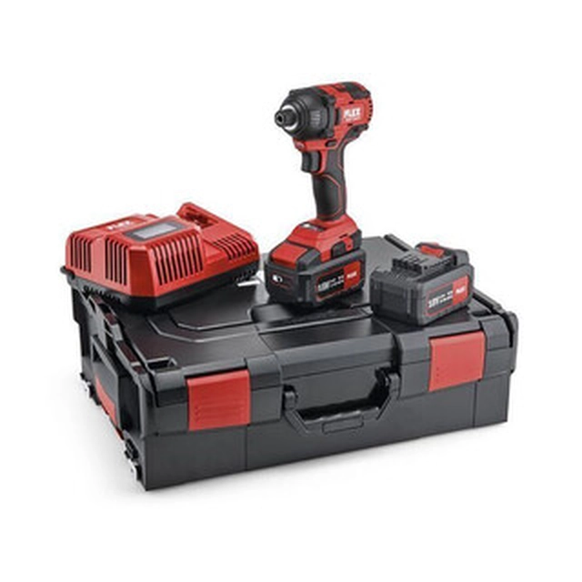 Flex ID 1/4 inch 18.0-EC/5.0 Set cordless impact driver with bit holder 18 V | 58 Nm/104 Nm/225 Nm | 1/4 inches | Carbon Brushless | 2 x 5 Ah battery + charger | in L-Boxx