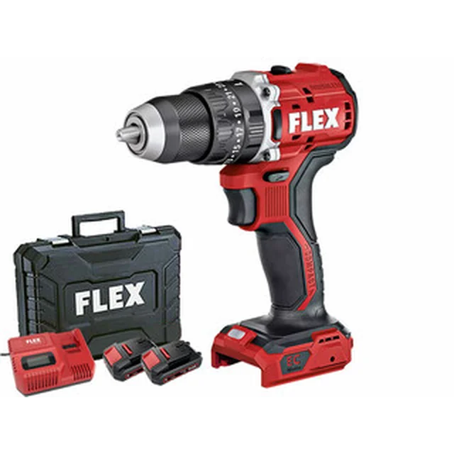 Flex PD 2G 18.0 EC LD cordless drill driver with chuck 18 V | 65 Nm | Carbon Brushless | 2 x 2,5 Ah battery + charger | In a suitcase