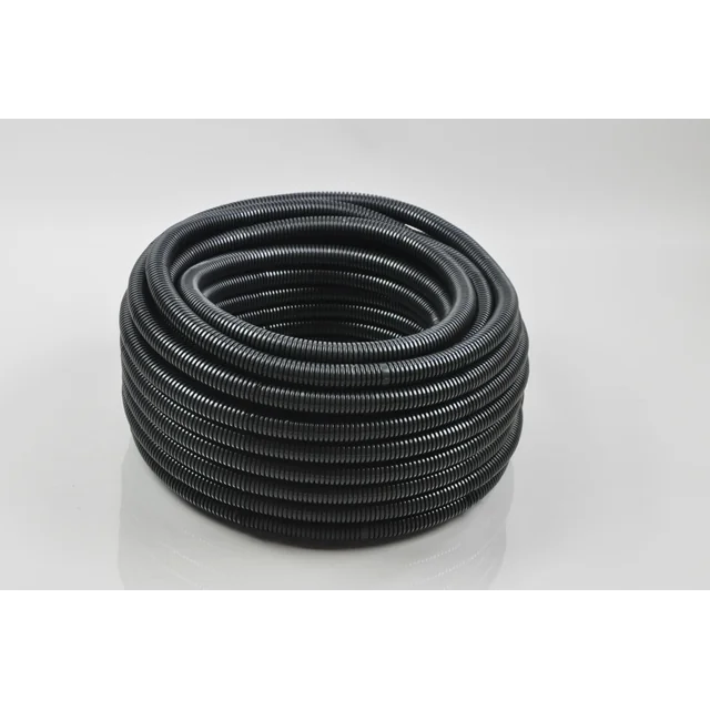 Flexible Corrugated Pipe Halogen-free, black, UV-resistant for moderate climates, disc 25m with pilot on 320 N, PA 20/15