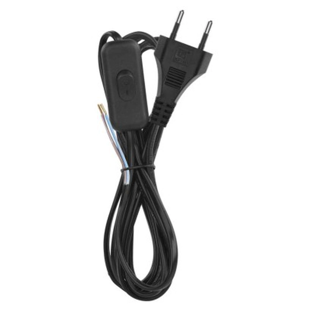 Flexo cord PVC 2x0,75 mm, 3m black with switch