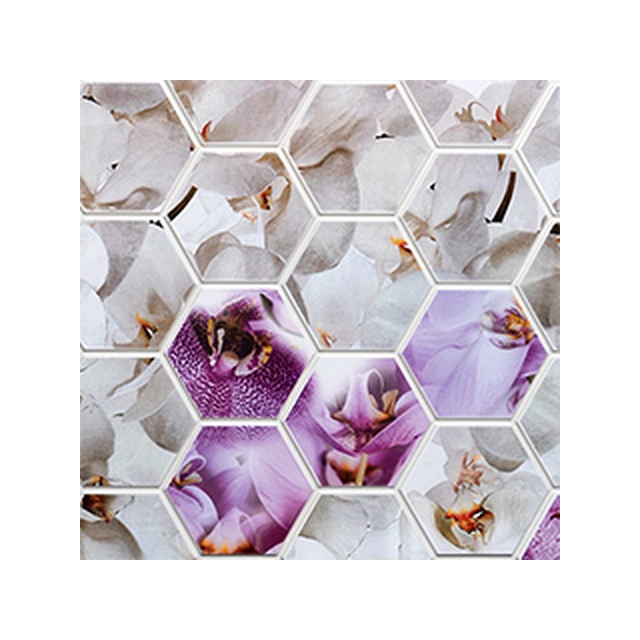 Flexpanel PVC wall panel - (floral pattern with honeycomb decor) Orchid