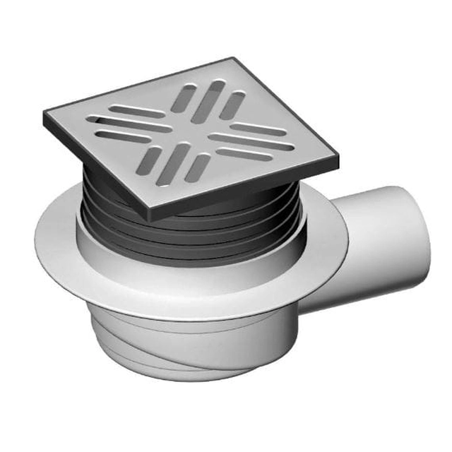 Floor drain with horizontal drain and grating 105x105mm LIV 262770