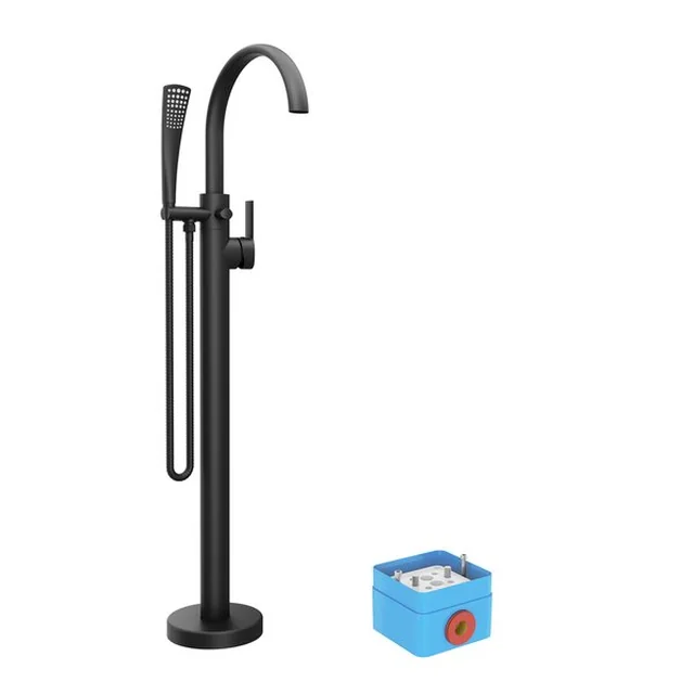 Floor-standing bathroom faucet Ravak Freedom, FM 080.20BL.RB07A, black, without R-box