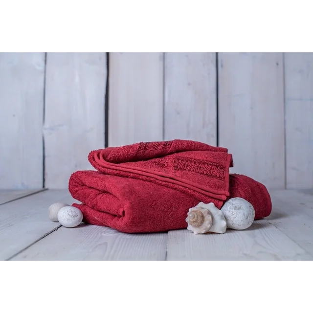 Florina towel + bath towel set - burgundy