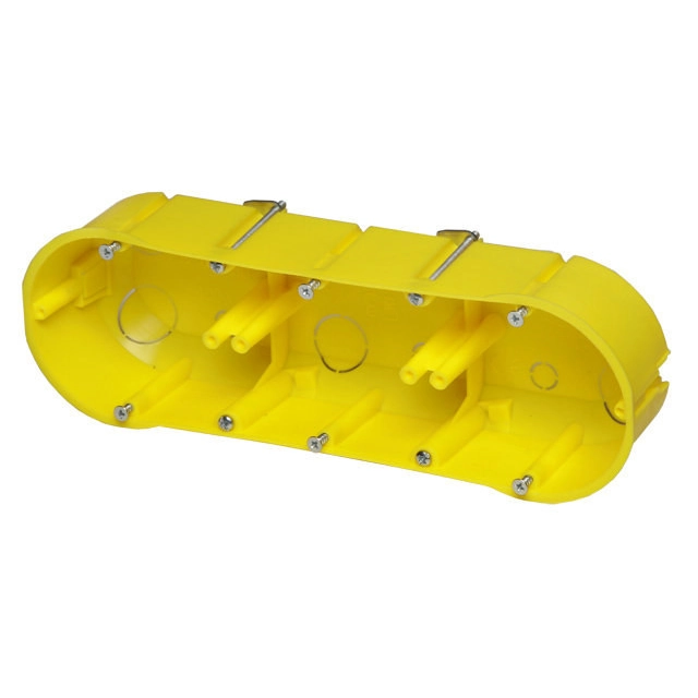 Flush-mounted box p/t ONNLINE PK-3x60 plasterboard, plate with screws, self-extinguishing, halogen-free, yellow