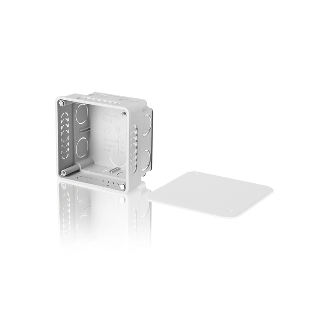 Flush-mounted junction box with a cover,80x80x50 mm, grey E140