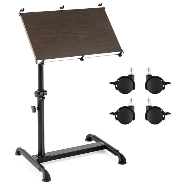 Foldable mobile laptop stand table on wheels, adjustable height 55-80 cm max. 5 kg