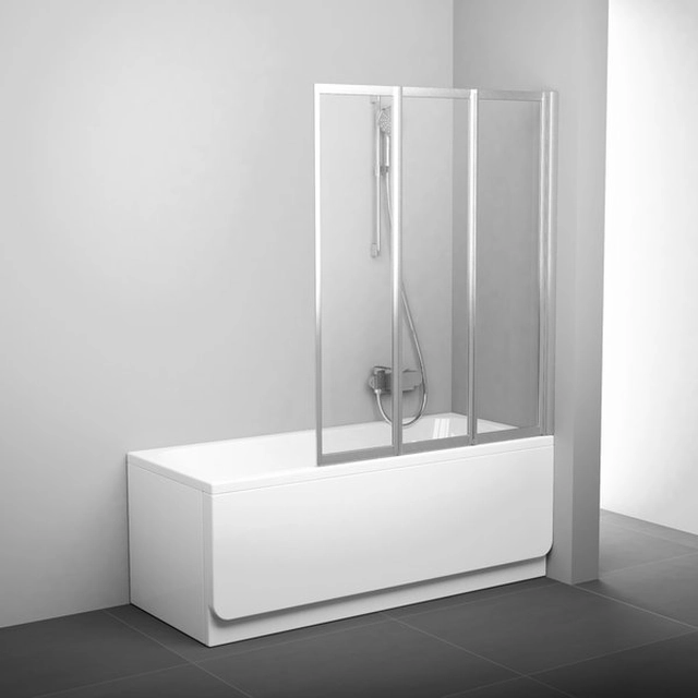 Folding bathroom wall Ravak, VS3 115, satin+glass Transparent