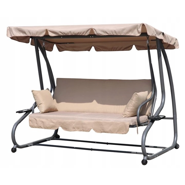 Folding garden swing 2w1 beige cushions