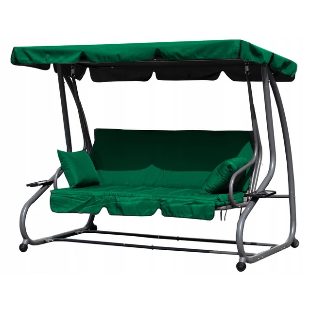 Folding garden swing, 2w1 green cushions