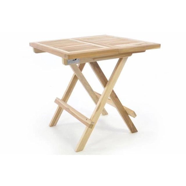 Folding garden table DIVERO - non-impregnated teak wood - 50 cm