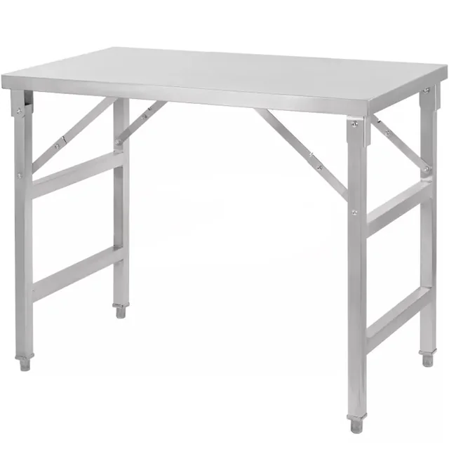 Folding Gastronomic Work Table 100x60x85cm Stainless Steel