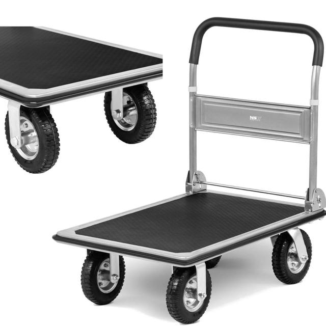 Folding manual storage platform trolley 1 side to 300 kg 80 x 60 cm