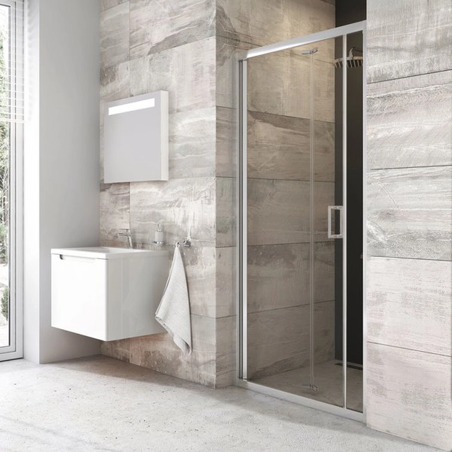 Folding shower door Ravak Blix, BLDZ2-80 bright aluminum + transparent