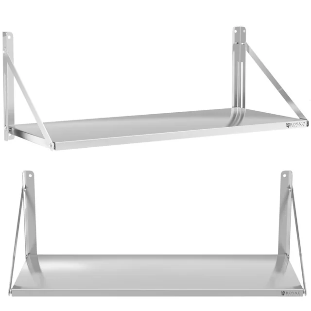 Folding wall shelf, stainless steel, 120x45cm
