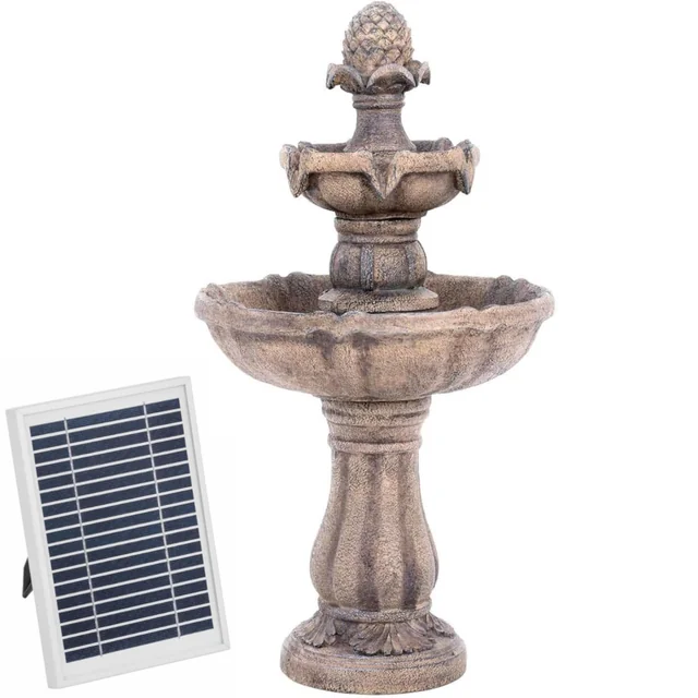 Fontaine cascade de jardin solaire 3 horizontale 44 x 44 x 82 cm 3 W